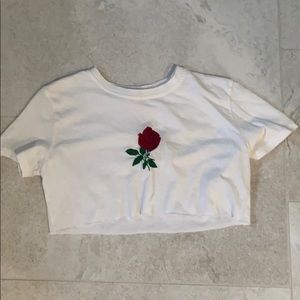 Rare brandy embroidered rose top